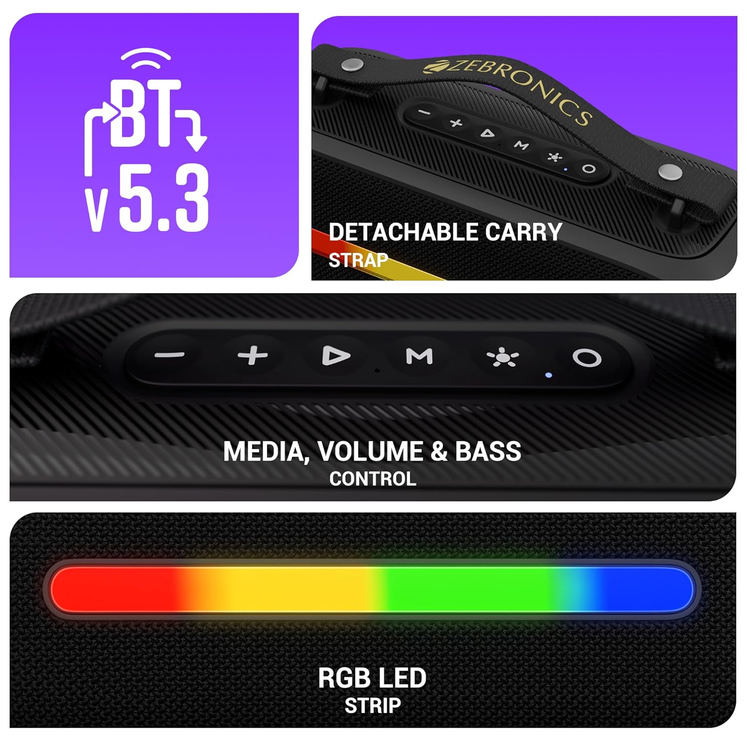 ZEBRONICS Sound Feast 80, Portable Bluetooth Speaker, 20 Watts. - Image 2