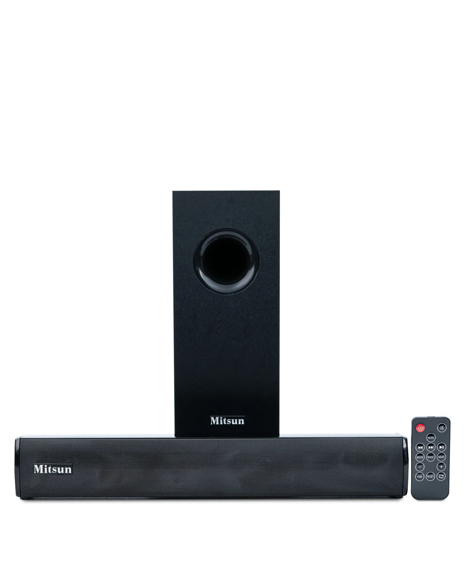 MITSUN Sounbar with Subwoofer 60 watts, Bluerooth Connectivity, (MIT-SB-18)